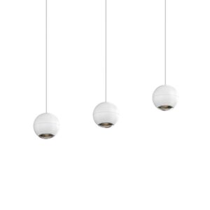 Hemisphere Three Light Linear Pendant in Textured White by Sonneman