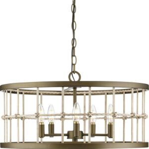 Lattimore 5-Light Chandelier in Aged Brass