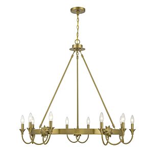 Sullivan Ten Light Chandelier in Warm Brass by Savoy House