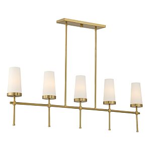 Haynes Five Light Linear Chandelier in Warm Brass by Savoy House