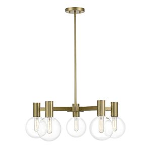 Wright Five Light Chandelier in Warm Brass by Savoy House