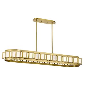 Gideon Eight Light Linear Chandelier in Warm Brass by Savoy House