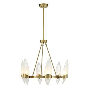 Nouvel Six Light Chandelier in Warm Brass by Savoy House