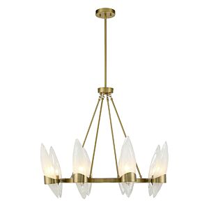 Nouvel Eight Light Chandelier in Warm Brass by Savoy House