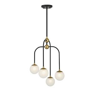 Couplet Four Light Chandelier in Matte Blackith Warm Brass by Savoy House