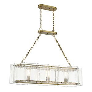 Genry Three Light Linear Chandelier in Warm Brass by Savoy House