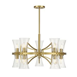 Bennington Ten Light Chandelier in Warm Brass by Savoy House