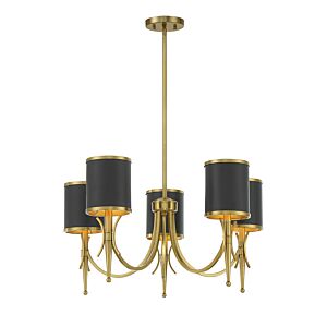 Quincy Five Light Chandelier in Matte Blackith Warm Brass by Savoy House