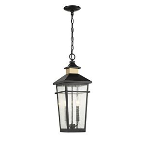 Kingsley Two Light Outdoor Hanging Lantern in Matte Blackith Warm Brass by Savoy House