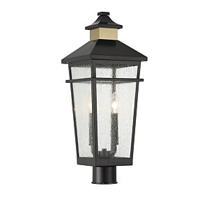 Kingsley Two Light Outdoor Post Lantern in Matte Blackith Warm Brass by Savoy House