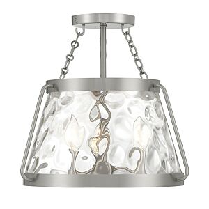 Crawford Three Light SemiFlush Mount in Satin Nickel by Savoy House