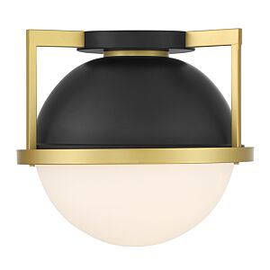 Carlysle One Light Flush Mount in Matte Blackith Warm Brass by Savoy House