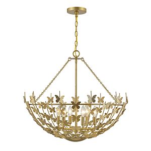 Birch Six Light Pendant in Burnished Brass by Savoy House