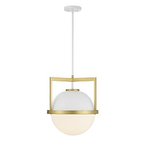 Carlysle 1-Light Pendant in White with Warm Brass Accents