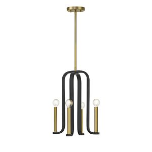 Archway Four Light Pendant in Matte Blackith Warm Brass by Savoy House