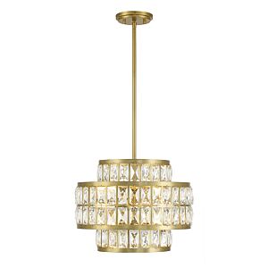 Renzo Three Light Pendant in Warm Brass by Savoy House