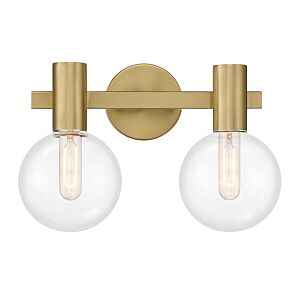 Wright 2-Light Bathroom Vanity Light in Warm Brass