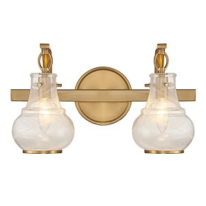 Adams 2-Light Bathroom Vanity Light in Warm Brass