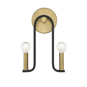 Archway Two Light Wall Sconce in Matte Blackith Warm Brass by Savoy House