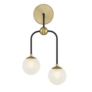 Couplet Two Light Wall Sconce in Matte Blackith Warm Brass by Savoy House