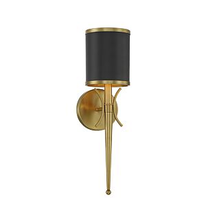 Quincy One Light Wall Sconce in Matte Blackith Warm Brass by Savoy House