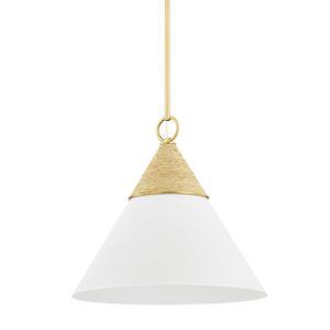 Mica One Light Pendant in Aged Brass by Mitzi