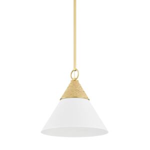 Mica One Light Pendant in Aged Brass by Mitzi