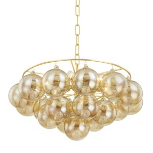 Mimi Six Light Chandelier in Aged Brass by Mitzi