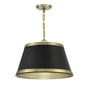  Three Light Pendant in Matte Blackith Natural Brass by Meridian