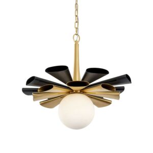 Daphne One Light Pendant in Matte BlackFrench Gold by Varaluz