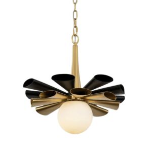 Daphne One Light Pendant in Matte BlackFrench Gold by Varaluz