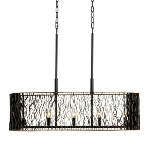 Estela Five Light Linear Pendant in Matte BlackFrench Gold by Varaluz