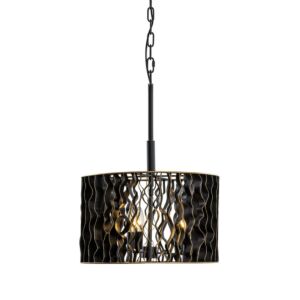 Estela Three Light Pendant in Matte BlackFrench Gold by Varaluz