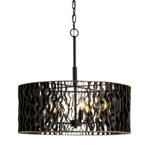 Estela Five Light Pendant in Matte BlackFrench Gold by Varaluz