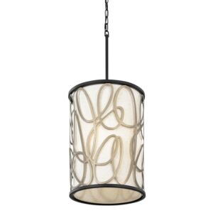 Scribble Six Light Foyer Pendant in Matte BlackArtifact by Varaluz