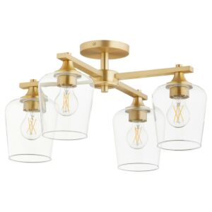 Veno 4-Light Ceiling Mount in Aged Brass