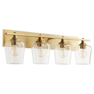 Veno 4-Light Bathroom Vanity Light in Aged Brass