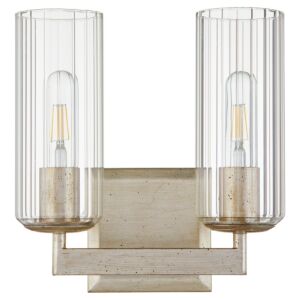 Merrick 2-Light Bathroom Vanity Light in Aged Silver Leaf