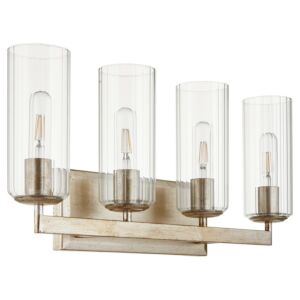 Merrick 4-Light Bathroom Vanity Light in Aged Silver Leaf