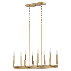 Tempo 8-Light Linear Chandelier in Aged Brass