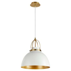 Picture Lights 1-Light Pendant in Studio White w with Aged Brass