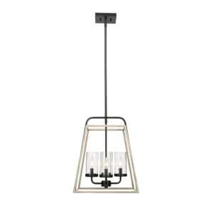 Bonnie Four Light Pendant in Matte Black Grey Wood by Millennium