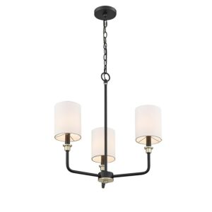 Chelsea Three Light Chandelier in Matte Black Modern Gold by Millennium