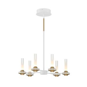 Torcia LED Chandelier in White and Brass by Eurofase