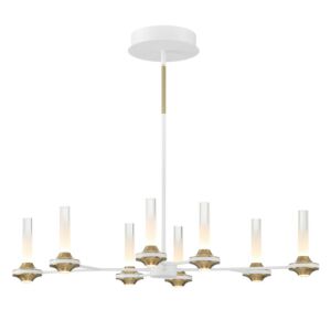 Torcia LED Chandelier in White and Brass by Eurofase