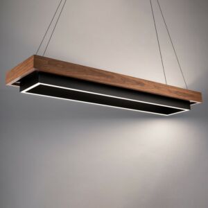 Hustler 8-Light LED Linear Pendant in Black with Dark Walnut