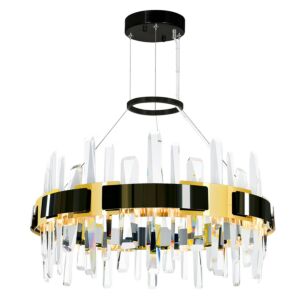 Aya LED Chandelier in Pearl Black & Titanium Gold by CWI Lighting