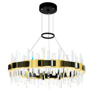 Aya LED Chandelier in Pearl Black & Titanium Gold by CWI Lighting