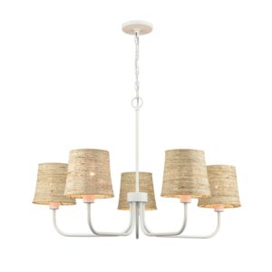 Abaca 5-Light Chandelier in Textured White