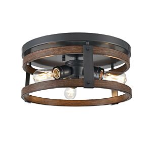 Oakhurst 3-Light Flush Mount in Graphite and Ironwood